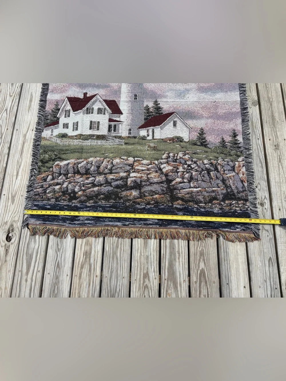 Mohawk Home Lighthouse Coastal Nautical Tapestry Throw Blanket Pillow 50 x 59
